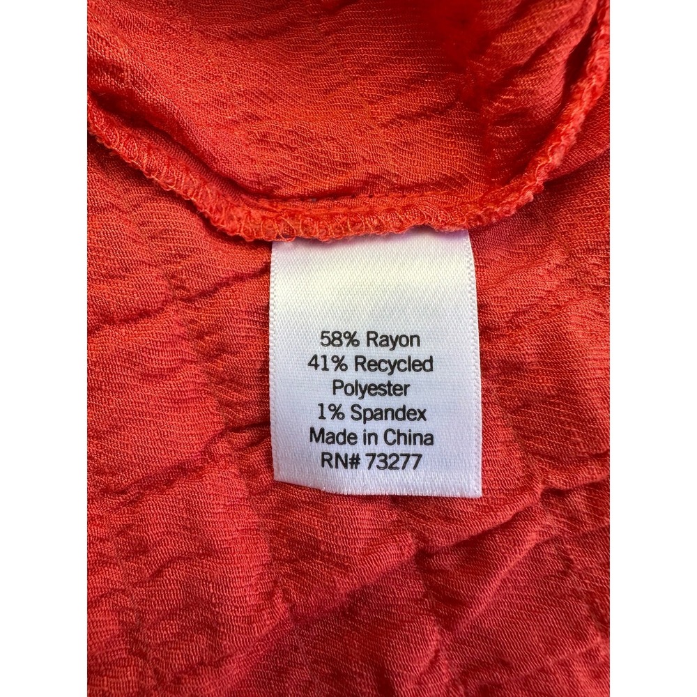 Sonoma Coral Orange Tiered Crinkle Dress S Boho Cottagecore Ruffle Pockets Coast - Picture 9 of 14